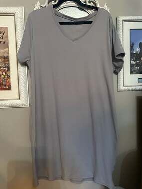 real essentials Ribbed V-Neck Short Sleeve T-Shirt Dress